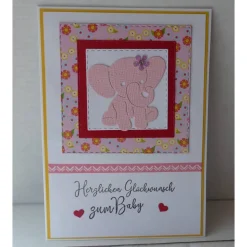 Glückwunschkarte zur Geburt,Elefant