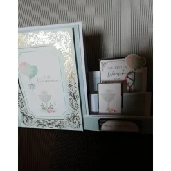 Glückwunschkarte zur Kommunion in zarten blautönen