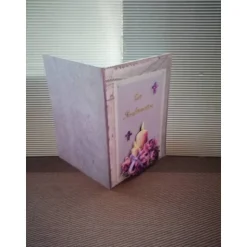 Glückwunschkarte zur Konfirmation, lila,Kerze