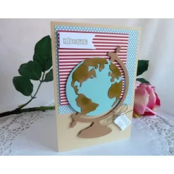 Glückwunschkarte/Geldgeschenkkarte/Gutscheinkarte mit Globus für den Weltreisenden