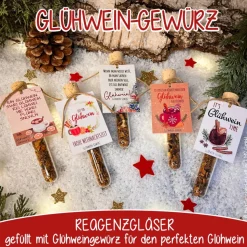 Glühwein-Gewürz im Reagenzglas, Glühwein, Weihnachtsgeschenk, Wichtelgeschenk, kleine Aufmerksamkeit, Punsch