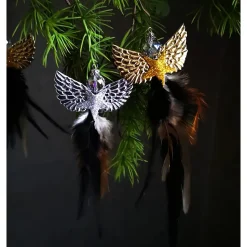 Glitzernder Federengel handgemacht – Unikat Weihnachtsdeko mit Glasperle, schwebend