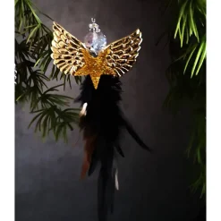 Glitzernder Federengel handgemacht – Unikat Weihnachtsdeko mit Glasperle, schwebend