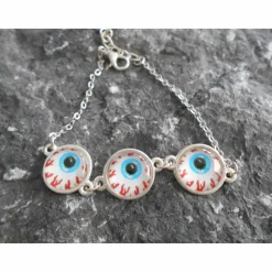 Glubschaugen Horror Zombie cabochon   Armband versilbert