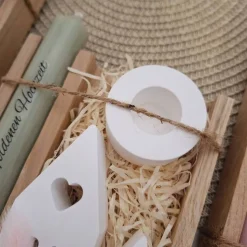 Goldene Hochzeit Geschenk zum 50. Hochzeitstag Häuser / Lichthäuser Kerzenhalter rund Stabkerze Kerzenbox Holzbox Mitbri