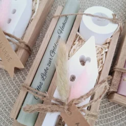 Goldene Hochzeit Geschenk zum 50. Hochzeitstag Haus / Lichthaus Kerzenhalter rund Stabkerze Kerzenbox Holzbox Mitbringse