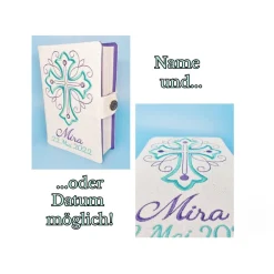 Gotteslob Buchhülle aus Glitzer-Kunstleder Geschenk zur Kommunion