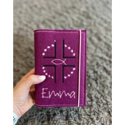 Gotteslob Hülle Kreuz mit Ornament Gotteslobhülle großer Fisch mit Name und Datum - Normalausgabe - Kommunion