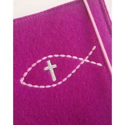 Gotteslobhülle aus 100% Wollfilz in rosa