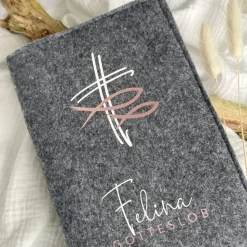 Gotteslob-Hülle aus Filz *Kreuz & Fische* | personalisiert mit Namen | mehrere Farben