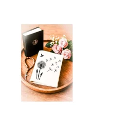 Gotteslobhülle aus Wollfilz mit Pusteblume & Name – personalisiertes Geschenk zur Kommunion, Konfirmation oder Taufe