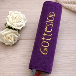 Gotteslobhülle aus Wollfilz mit Kreuz & Schmetterlingen – handgemacht | Gotteslob Hülle Filz | Geschenk Kommunion