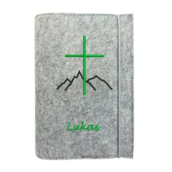 Gotteslobhülle Bergkreuz Name personalisierbar. Filz Farbwahl
