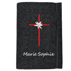 Gotteslobhülle Edelweiß Kkreuz Name personalisierbar. Filz Farbwahl