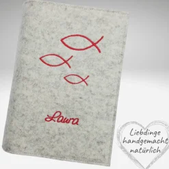 Gotteslobhülle Filz FISCHE NAME Einband Gesangbuch personalisierbar  KL213
