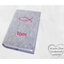 Gotteslobhülle Filz ICHTYS NAME Einband Gesangbuch  personalisierbar  KL208