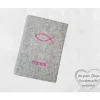 Gotteslobhülle Filz ICHTYS NAME Einband Gesangbuch  personalisierbar KL207