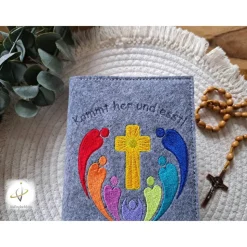 Gotteslobhülle Filz Kommunion 2025 kommt her und esst! personalisierbar Einband Handgemachte Filzhülle Boot