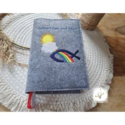 Gotteslobhülle Filz  Kommunion 2025 personalisierbar Jesus mit Kindern 