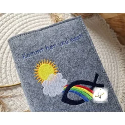 Gotteslobhülle Filz  Kommunion 2025 personalisierbar Jesus mit Kindern 