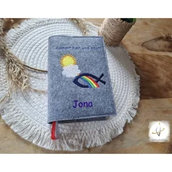 Gotteslobhülle Filz  Kommunion 2025 personalisierbar Jesus mit Kindern 