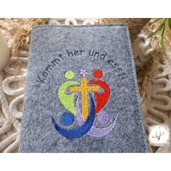 Gotteslobhülle Filz Kommunion 2025 kommt her und esst! personalisierbar Einband Handgemachte Filzhülle Kommunion