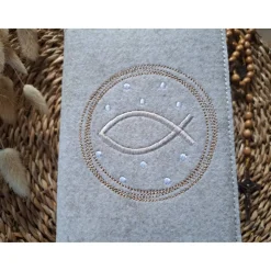 Gotteslobhülle Filz Kommunion 2025 kommt her und esst! personalisierbarer Einband Erstkommunion