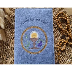 Gotteslobhülle Filz Kommunion 2025 kommt her und esst! personalisierbarer Einband Erstkommunion