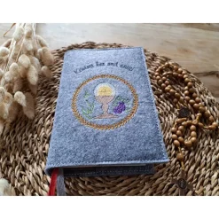 Gotteslobhülle Filz Kommunion 2025 kommt her und esst! personalisierbarer Einband Erstkommunion