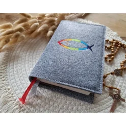 Gotteslobhülle Filz Kommunion 2025 kommt her und esst! personalisierbarer Einband Erstkommunion