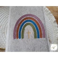 Gotteslobhülle Filz  Kommunion 2025 personalisierbar Regenbogen 
