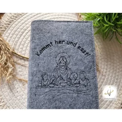 Gotteslobhülle Filz  Kommunion 2025 personalisierbar Jesus mit Kindern 