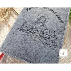 Gotteslobhülle Filz  Kommunion 2025 personalisierbar Jesus mit Kindern 