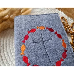 Gotteslobhülle Filz Kommunion 2025 kommt her und esst! personalisierbar Einband Handgemachte Filzhülle