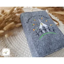 Gotteslobhülle Filz Kommunion 2025 kommt her und esst! personalisierbar Einband Handgemachte Filzhülle