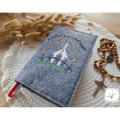 Gotteslobhülle Filz Kommunion 2025 kommt her und esst! personalisierbar Einband Handgemachte Filzhülle