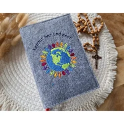 Gotteslobhülle Filz Kommunion 2025 kommt her und esst! personalisierbar Einband Handgemachte Filzhülle