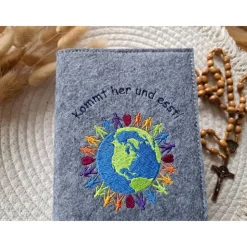 Gotteslobhülle Filz Kommunion 2025 kommt her und esst! personalisierbar Einband Handgemachte Filzhülle