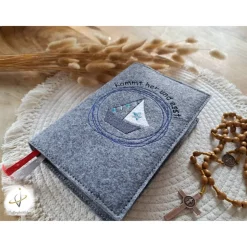 Gotteslobhülle Filz Kommunion 2025 kommt her und esst! personalisierbar Einband Handgemachte Filzhülle Boot