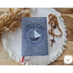 Gotteslobhülle Filz Kommunion 2025 kommt her und esst! personalisierbar Einband Handgemachte Filzhülle Boot