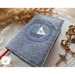 Gotteslobhülle Filz Kommunion 2025 kommt her und esst! personalisierbar Einband Handgemachte Filzhülle Boot