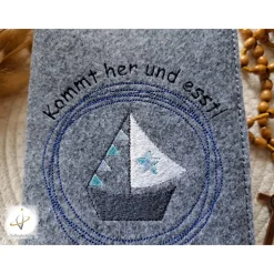 Gotteslobhülle Filz Kommunion 2025 kommt her und esst! personalisierbar Einband Handgemachte Filzhülle Boot