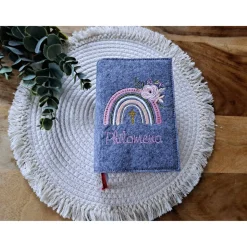 Gotteslobhülle Filz  Kommunion 2025 personalisierbar Jesus mit Kindern 