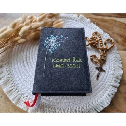 Gotteslobhülle Filz Kommunion 2025 kommt her und esst! personalisierbar Einband Handgemachte Filzhülle