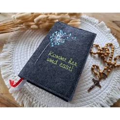 Gotteslobhülle Filz Kommunion 2025 kommt her und esst! personalisierbar Einband Handgemachte Filzhülle