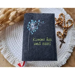 Gotteslobhülle Filz Kommunion 2025 kommt her und esst! personalisierbar Einband Handgemachte Filzhülle