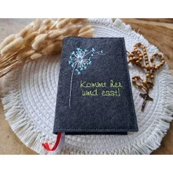 Gotteslobhülle Filz Kommunion 2025 kommt her und esst! personalisierbar Einband Handgemachte Filzhülle