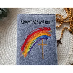 Gotteslobhülle Filz Kommunion 2025 kommt her und esst! personalisierbar Einband Handgemachte Filzhülle Boot