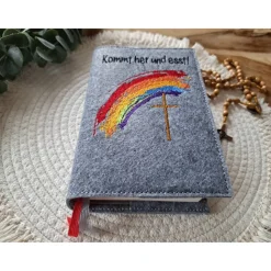 Gotteslobhülle Filz Kommunion 2025 kommt her und esst! personalisierbar Einband Handgemachte Filzhülle Boot