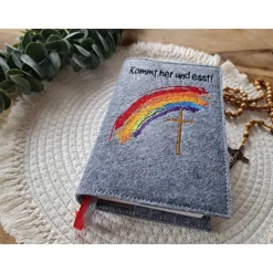 Gotteslobhülle Filz Kommunion 2025 kommt her und esst! personalisierbar Einband Handgemachte Filzhülle Boot